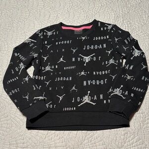 Jordan Little Girls Black and Gray with Sparkles Logo Sweatshirt, EUC, Size 6X